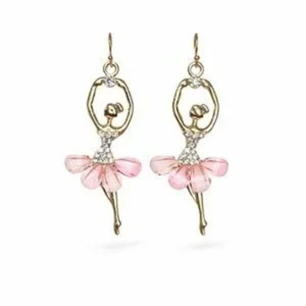 Gold and Pink Ballerina Earrings